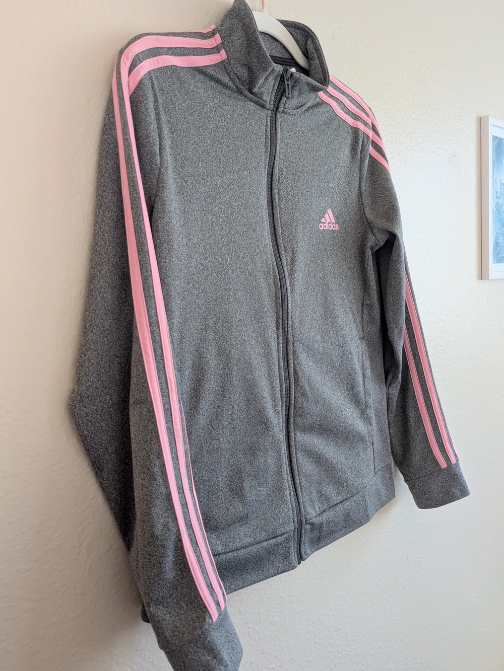Adidas Tricot 3-Stripes Track Jacket in Gray & Pink - Size Medium - Picture 4 of 7